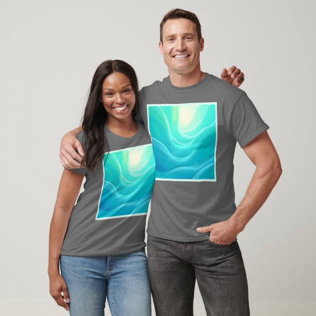 T-shirt Blue Ocean Serenity Waves Abstrait Design (Unisexe)