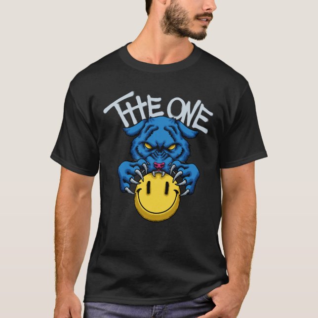 T-shirt Blue Panther with Smiley streetwear  (Devant)
