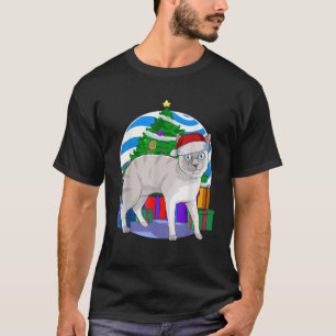 T-shirt Blue Point Siamese Chat Cute Père Noël Christmas T