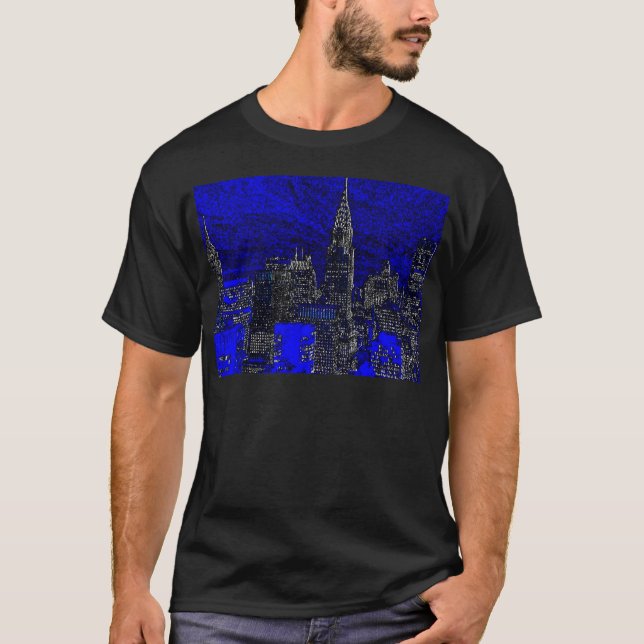 T-shirt Blue Pop Art New York (Devant)