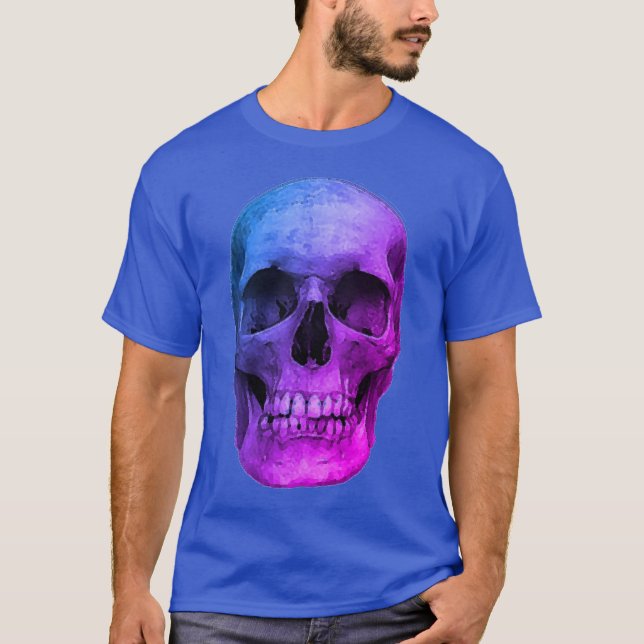 T-shirt Blue Pop Art Retro Crâne stylé (Devant)