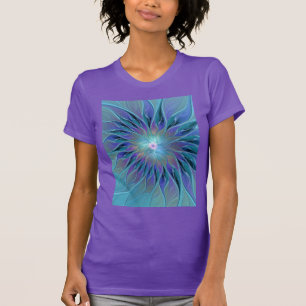 T-shirt Blue Purple Flower Dream Abstrait Fractal Art