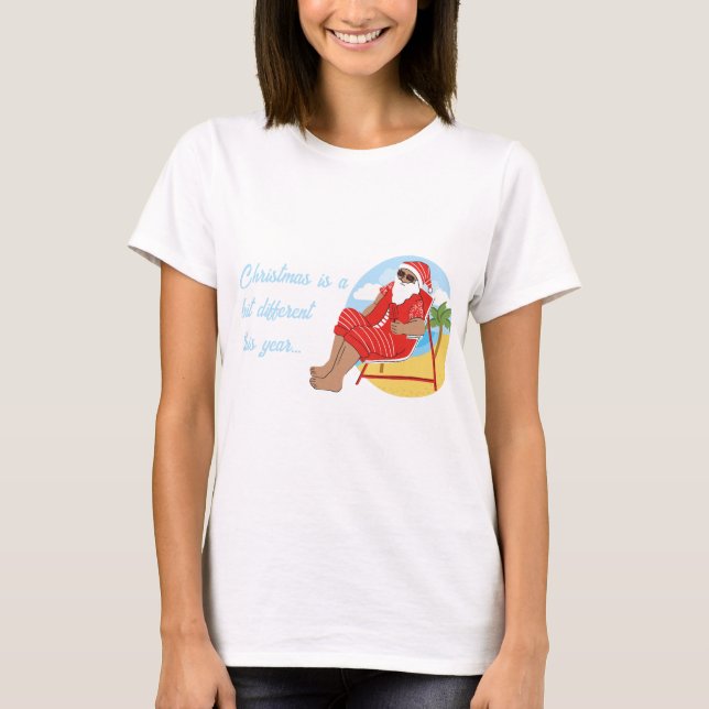 T-shirt Blue Red Cute Simple Tropical Holiday Christmas (Devant)