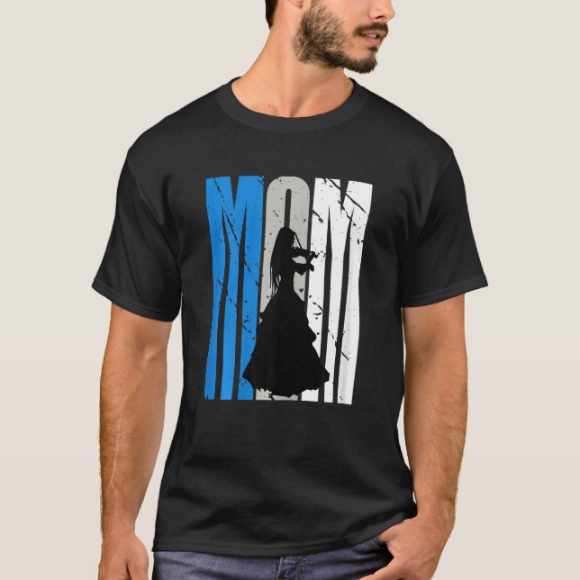 T-shirt Blue Retro Violin Mom Violinist Moms Plays In Orch (Devant)
