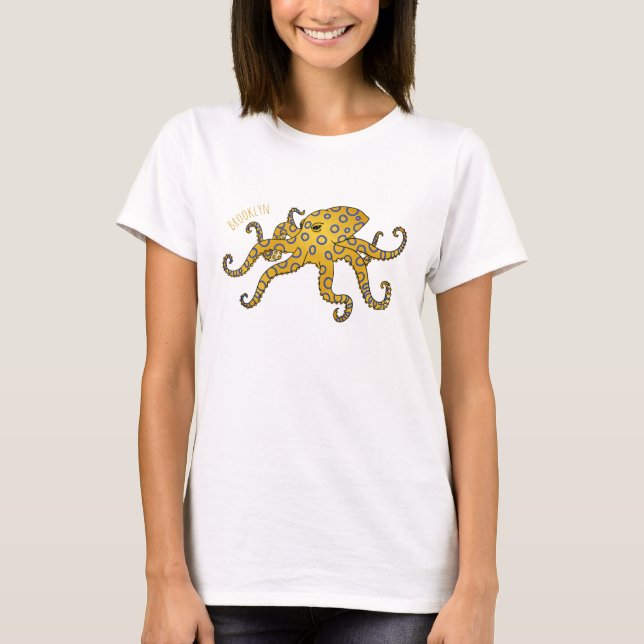 T-shirt Blue-ringed octopus cartoon illustration  (Devant)