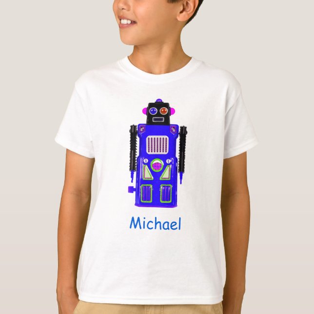 T-shirt Blue Robot Boy personnalisé (Devant)