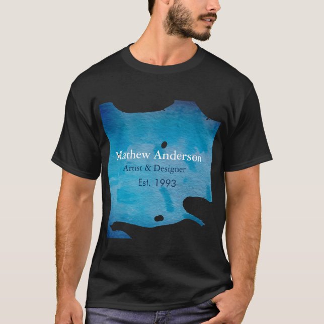 T-shirt Blue rustique aquarelle jeans texture ajouter le n (Devant)