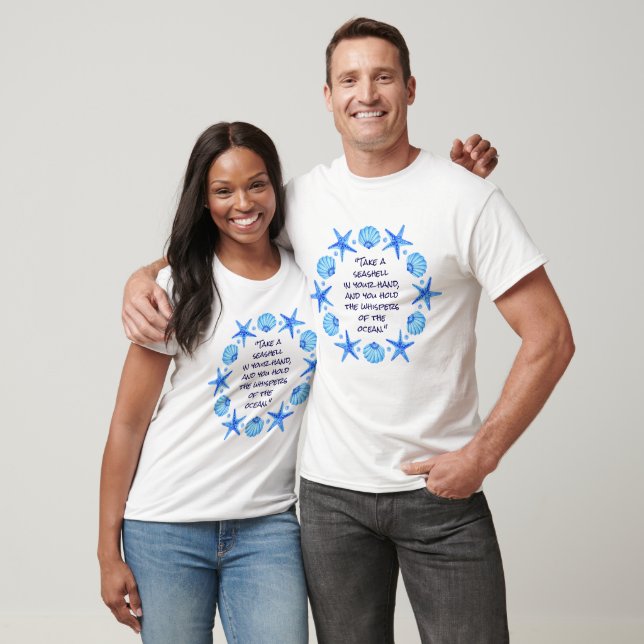 T-shirt Blue Sea Shells et Starfish Beach (Unisexe)