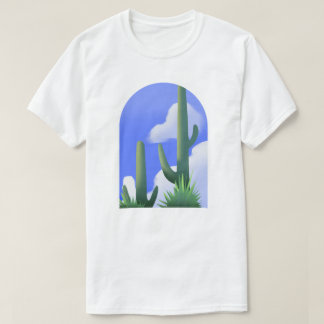 T-shirt Blue Sky Desert Cactus Painting Tee