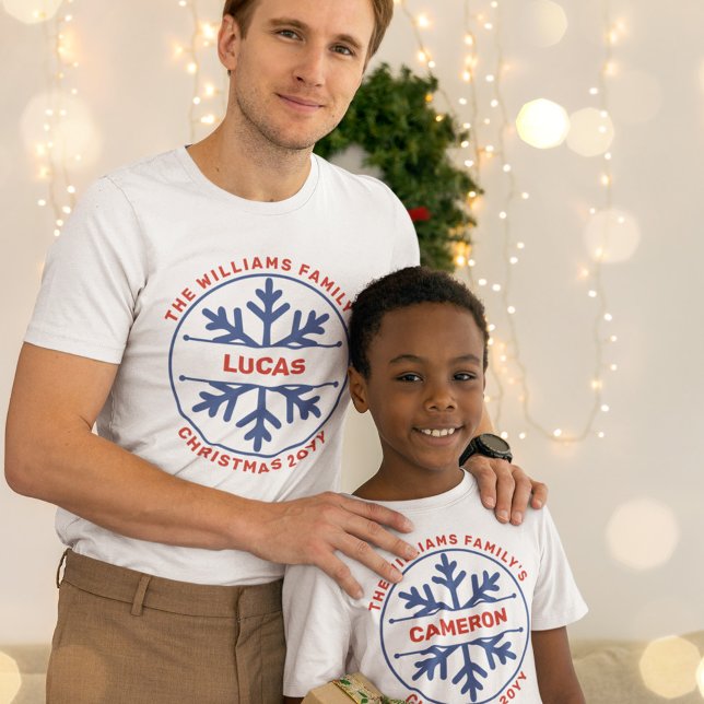 T-shirt Blue Snowflake Famille Noël Année (Créateur téléchargé)