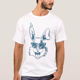 T-shirt Blue Sunglass Bunny Line Art