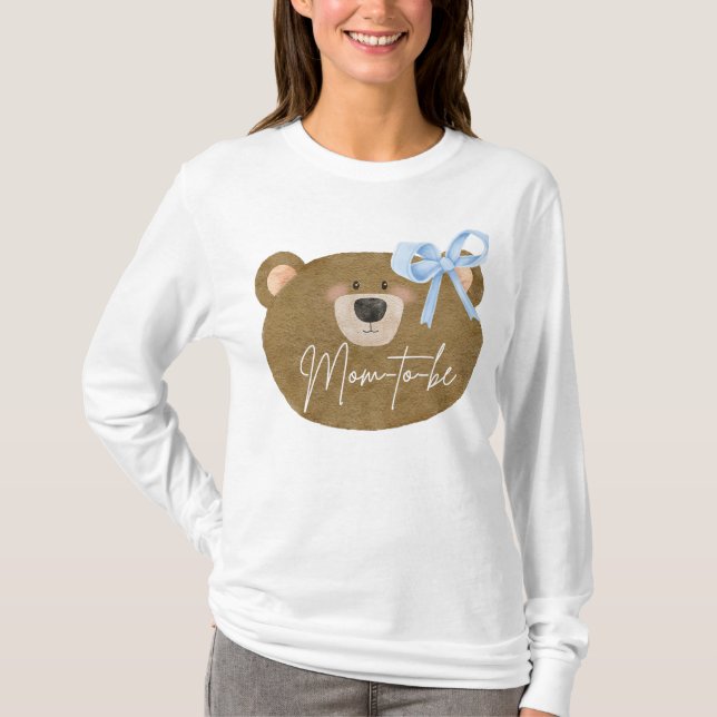 T-shirt Blue Teddy On Peut Attendre Un Baby shower Garçon (Devant)