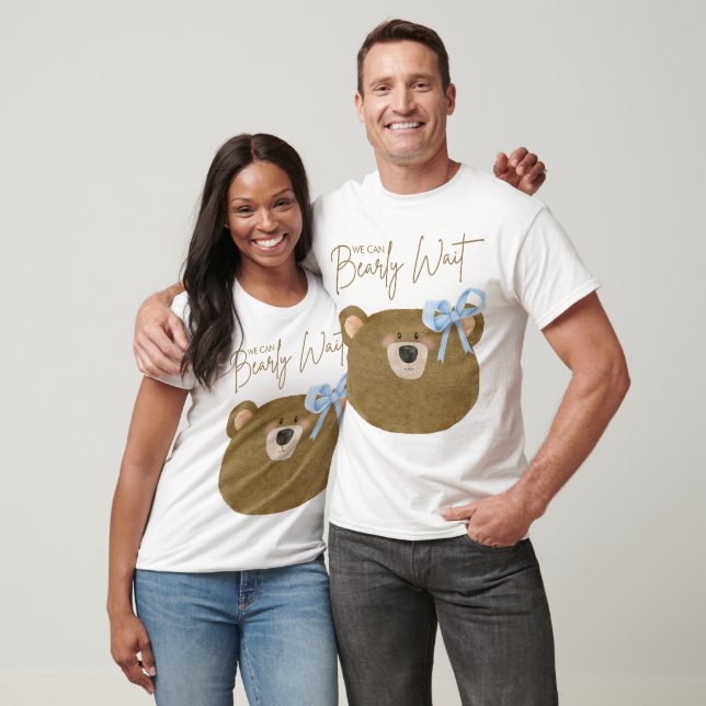 T-shirt Blue Teddy On Peut Attendre Un Baby shower Garçon (Unisexe)