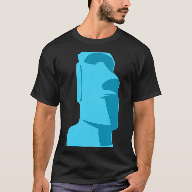 T-shirt Blue Tiki Moai Easter Island Hawaiian Luau Cadeau (Devant)