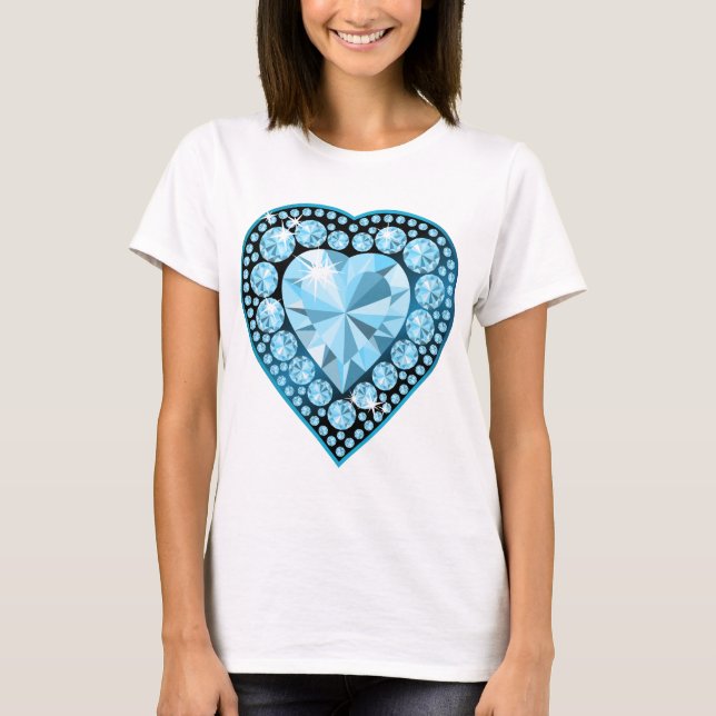 T-shirt Blue Topaz Gem Heart (Devant)