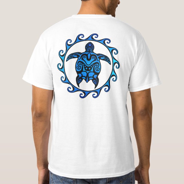 T-shirt Blue Tribal Turtle Sun (Dos)
