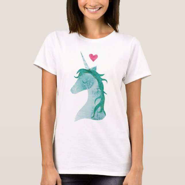 T-shirt Blue Unicorn Magic with Heart (Devant)