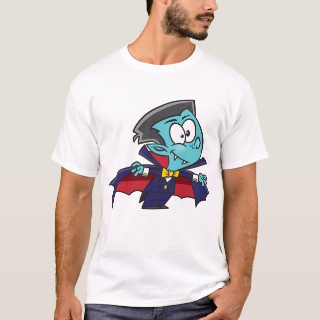 T-shirt Blue Vampire Boy with Cape Cute Dracula (Devant)