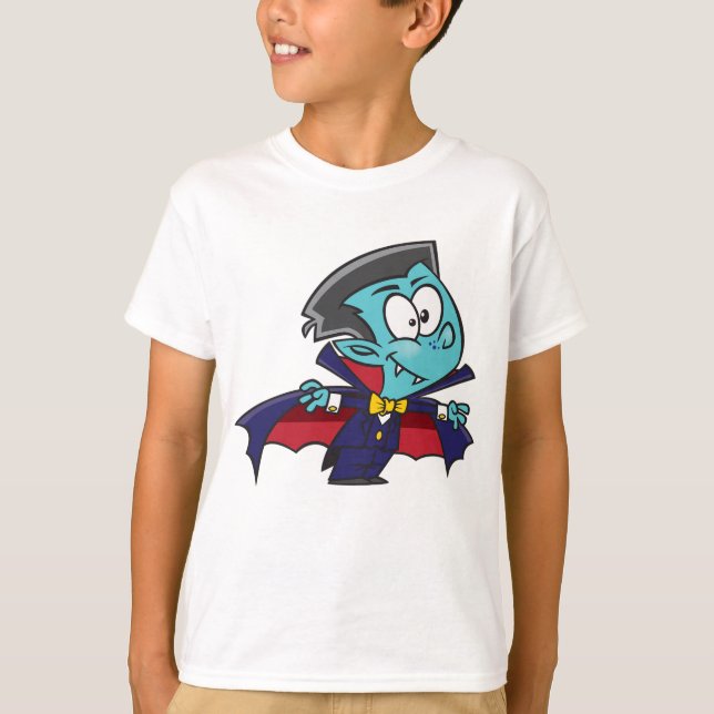 T-shirt Blue Vampire Boy with Cape Cute Dracula (Devant)