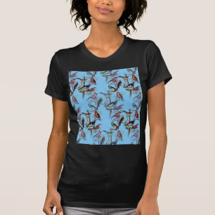 T-shirt Blue Vintage Art Birds accessoires motif LeahG