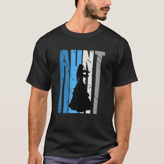 T-shirt Blue Violin Aunt Violinist Plays The Violin Musica (Devant)