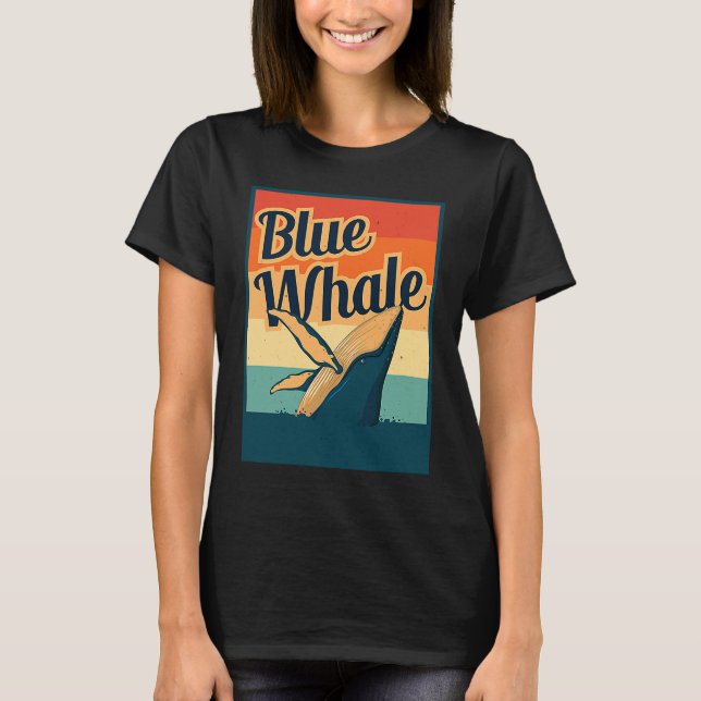 T-shirt Blue Whale Sea Diving Maritime Waves Nature Protec (Devant)