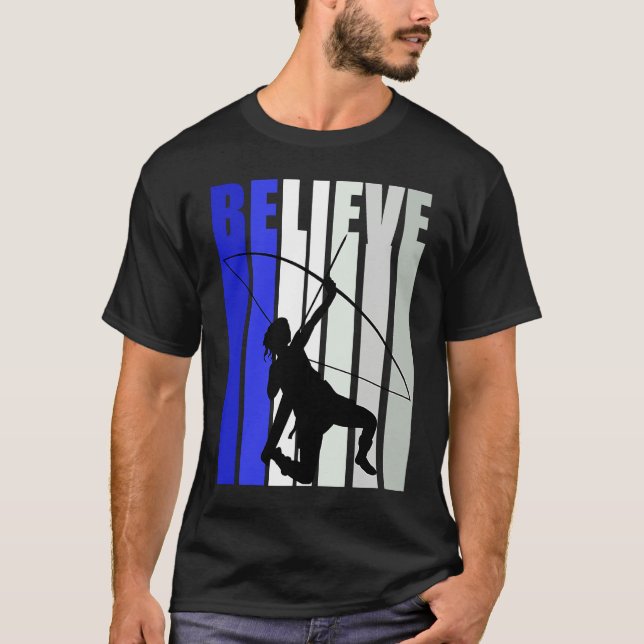 T-shirt Blue Womens Believe Archery Inspirational Archer G (Devant)