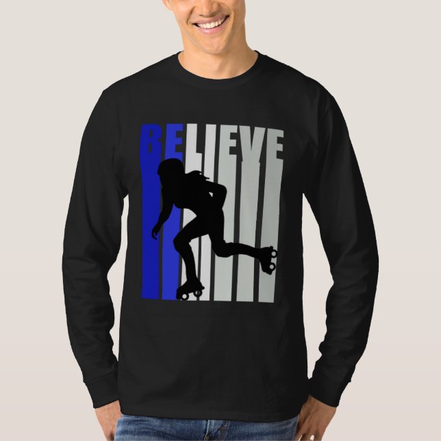 T-shirt Blue Womens Believe Roller Skating Inspirational S (Devant)