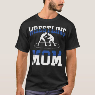 T-shirt Blue Wrestler Mom Mama Mother Cheer Wrestling Son