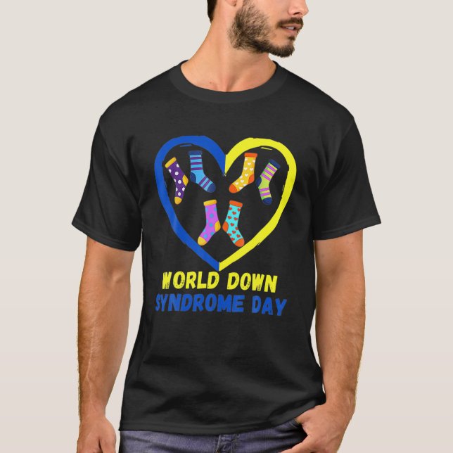 T-shirt Blue Yellow Heart 21 World Down Syndrome Sensibili (Devant)