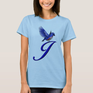 T-shirt Bluebird Monogram Initial J Elegant