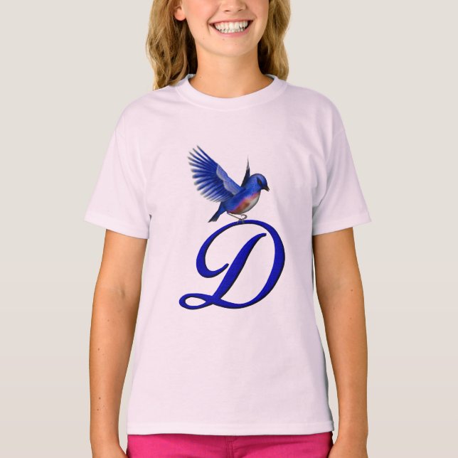 T-shirt Bluebird Monogram Initiale D Élégant  (Devant)
