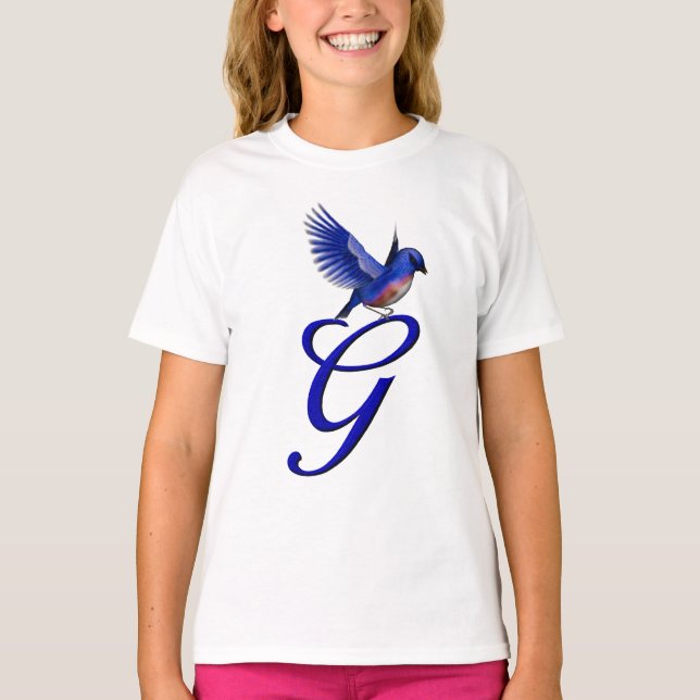 T-shirt Bluebird Monogramme Initiale G Élégant (Devant)