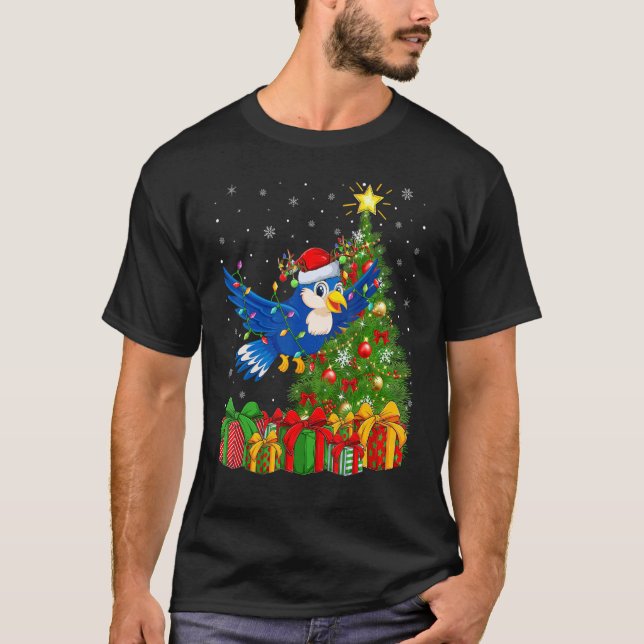 T-shirt Bluebird   Xmas Holiday Santa Bluebird Christmas T (Devant)