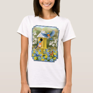 T-shirt Bluebirds et Tall Yellow Birhouse