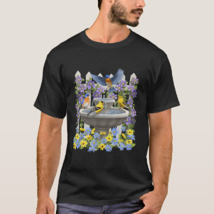 T-shirt Bluebirds Goldfinches Bird Bain Fleur Jardin
