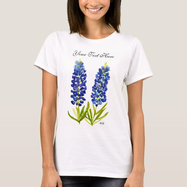 T-shirt Bluebonnets Texas State Flowers Lupine Watercolor (Devant)