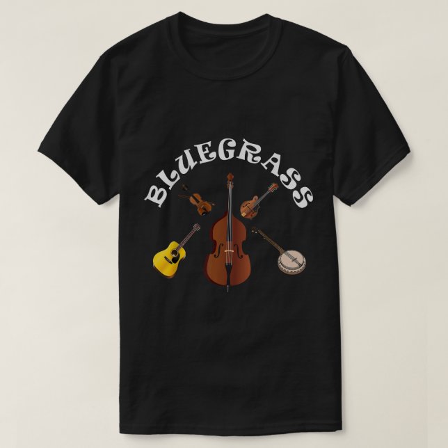 T-shirt Bluegrass Bass Fiddle Guitare Mando Banjo Musi (Design devant)