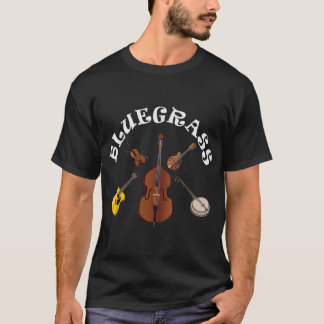 T-shirt Bluegrass Bass Fiddle Guitare Mando Banjo Musi