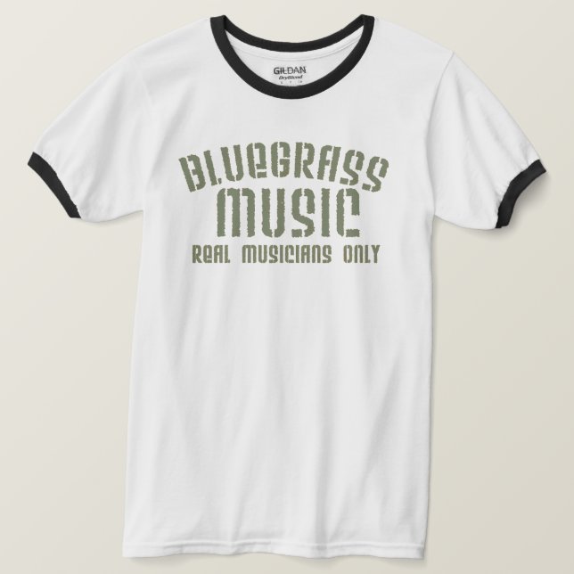T-shirt Bluegrass Musique Réels Musiciens Seulement Vieux  (Design devant)