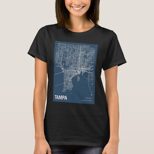 T-shirt Blueprint Lifestyle Blueprints City Maps Tampa Flo (Devant)
