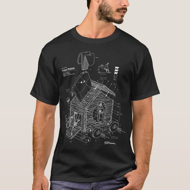 T-shirt Blueprint Trojan Horse Rabbit Funny (Devant)
