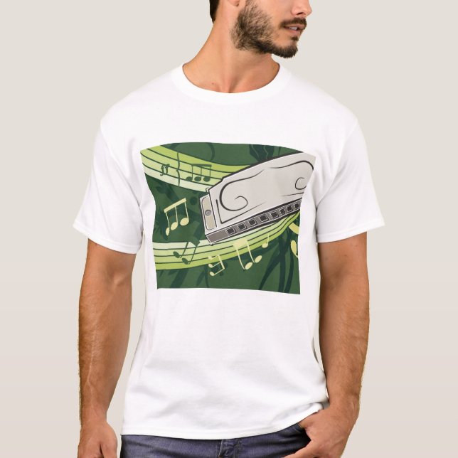 T-shirt Blues à l'harmonica et musique folklorique (Devant)