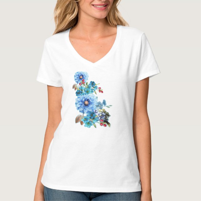 T-shirt Blues de Cornflower en aquarelle (Devant)