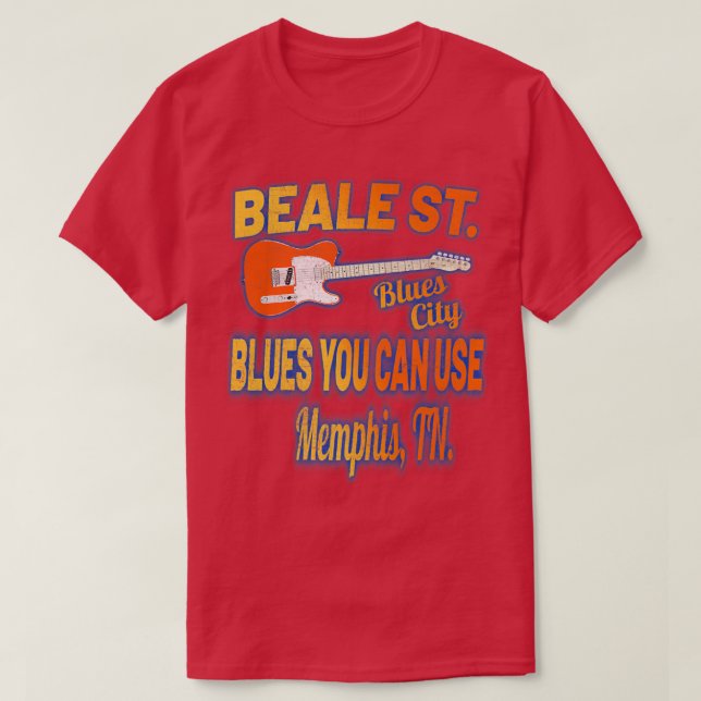 T-shirt Blues Music Memphis Beale Street USA Guitare Vinta (Design devant)