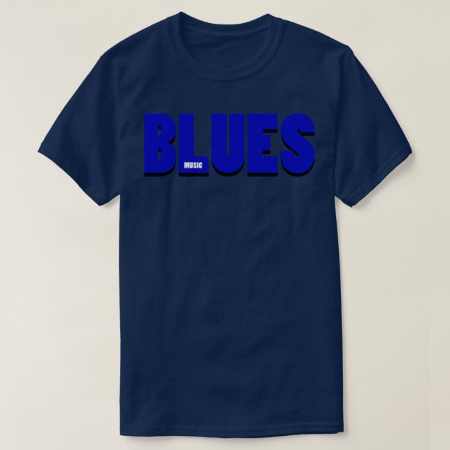 T-shirt BLUES MUSICBlue Texte blanc (Design devant)