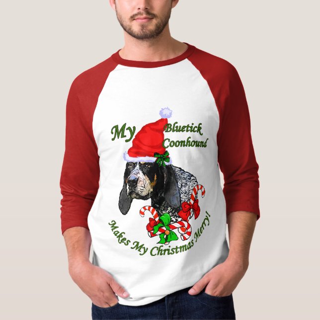 T-shirt Bluetick Coonhound cadeaux de Noël (Devant)