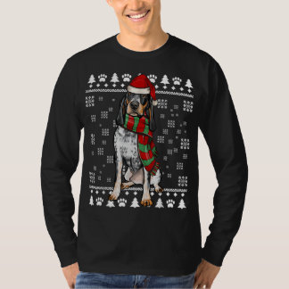 T-shirt Bluetick Coonhound Chien Santa Hat Noël moche Noël