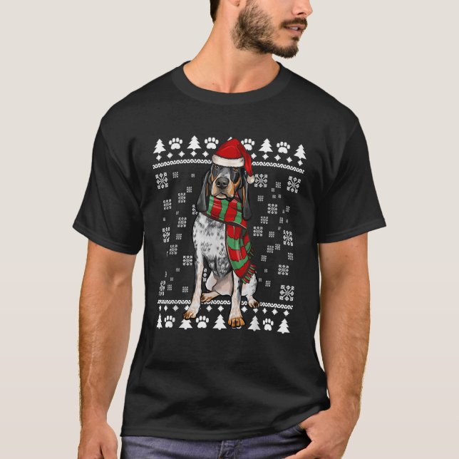 T-shirt Bluetick Coonhound Dog Santa Hat Xmas Ugly Christm (Devant)