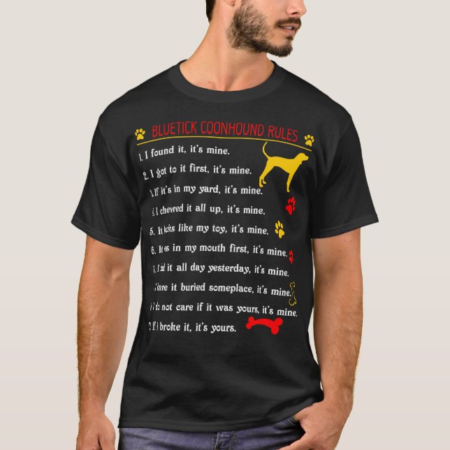 T-shirt Bluetick Coonhound Rules Funny Pet Lovers Don (Devant)
